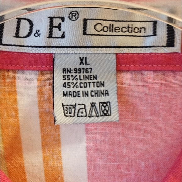 LINEN-BLEND CASUAL MULTICOLOR STRIPED BUTTON DOWN SHIRT MEN'S SIZE XL - Picture 6 of 8